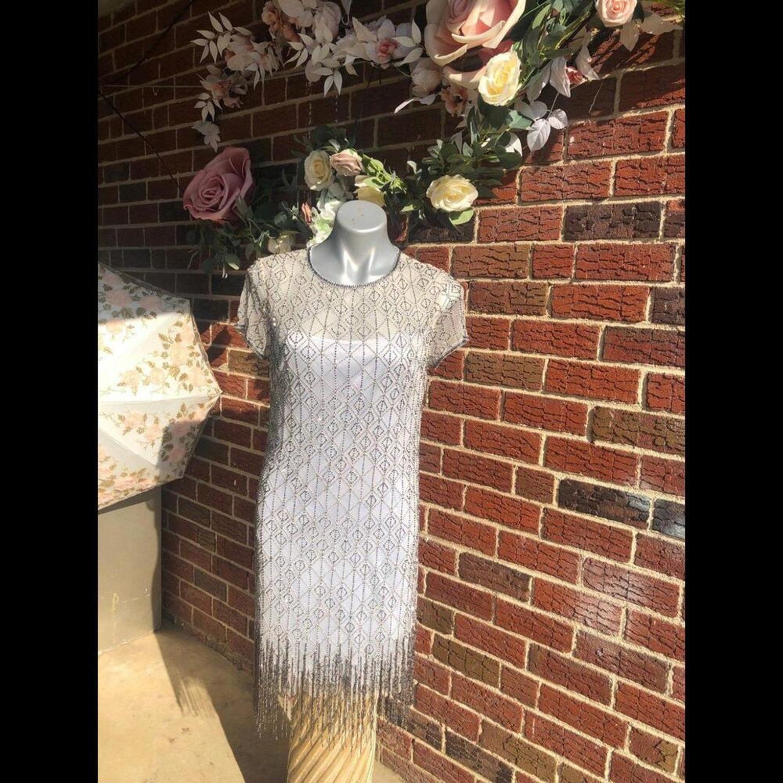 Other Flapper great gatsby French 1920 style beaded mid Dress gown Size S / US 4 / IT 40 - 3 Thumbnail
