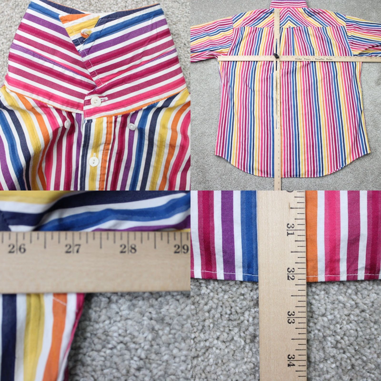 BUGATCHI Bugatchi Uomo Shirt Mens 2XL Striped Cotton Long Sleeve Red Pink Yellow Button-Up Casual Business Size US XXL / EU 58 / 5 - 8 Thumbnail