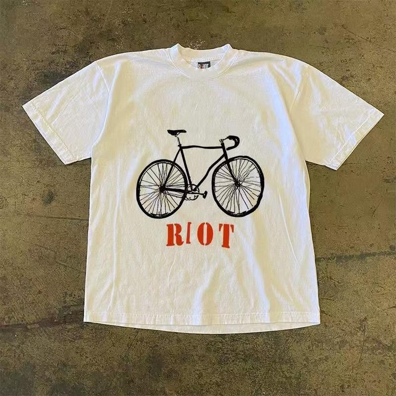 Japanese Brand × Vintage Bicycle print white casual retro t-shirt Size US M / EU 48-50 / 2 - 1 Thumbnail