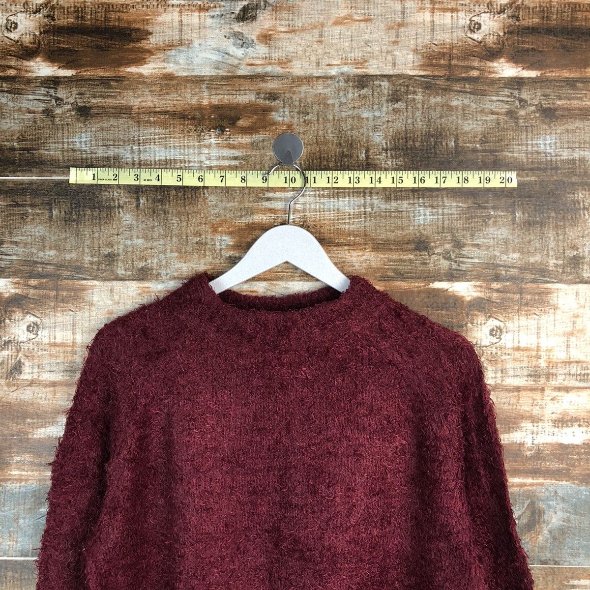 GU × Homespun Knitwear GU Maroon Knitwear crop top shaggy #A1672 Size L / US 10 / IT 46 - 4 Thumbnail