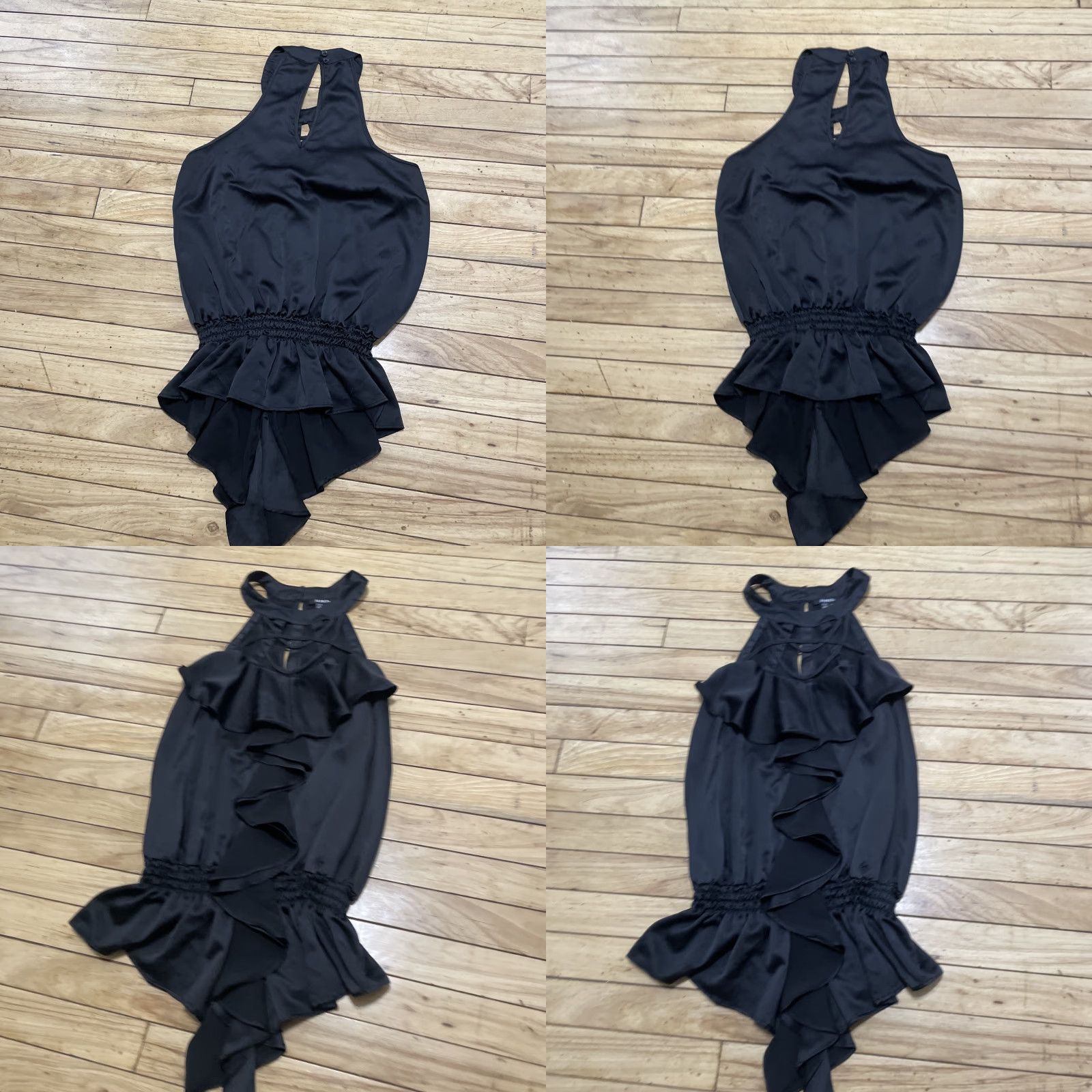 XOXO VINTAGE XOXO Blouse Shirt Women L Black Satin Sheer Ruffle Halter Top Fairy Grunge Romantic 90s Style Seasonal Black Womens Size L / US 10 / IT 46 - 10 Thumbnail