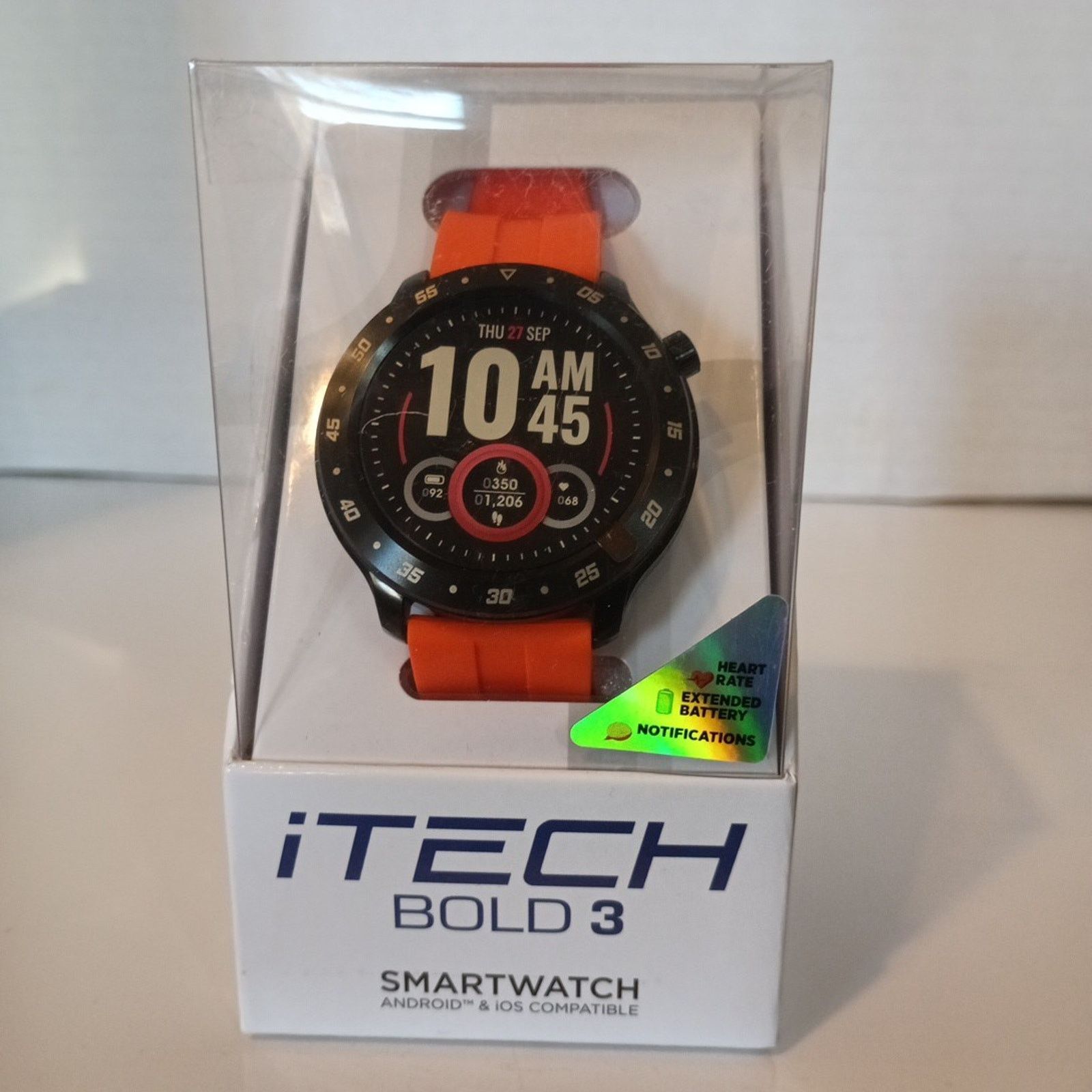 Other iTech Bold 3 Smart Watch Unisex Orange Silicone Strap Size ONE SIZE - 1 Thumbnail