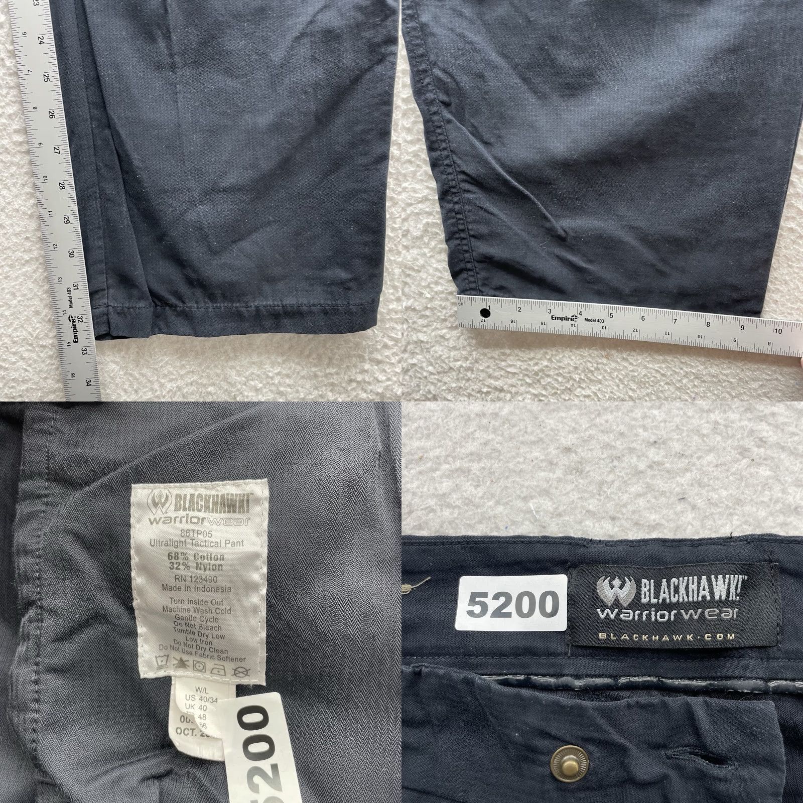 Doublet BLACKHAWK! Pants Mens 40x33 Black Cargo Ultralight Tactical Warrior Double Knee Size US 40 / EU 56 - 9 Thumbnail