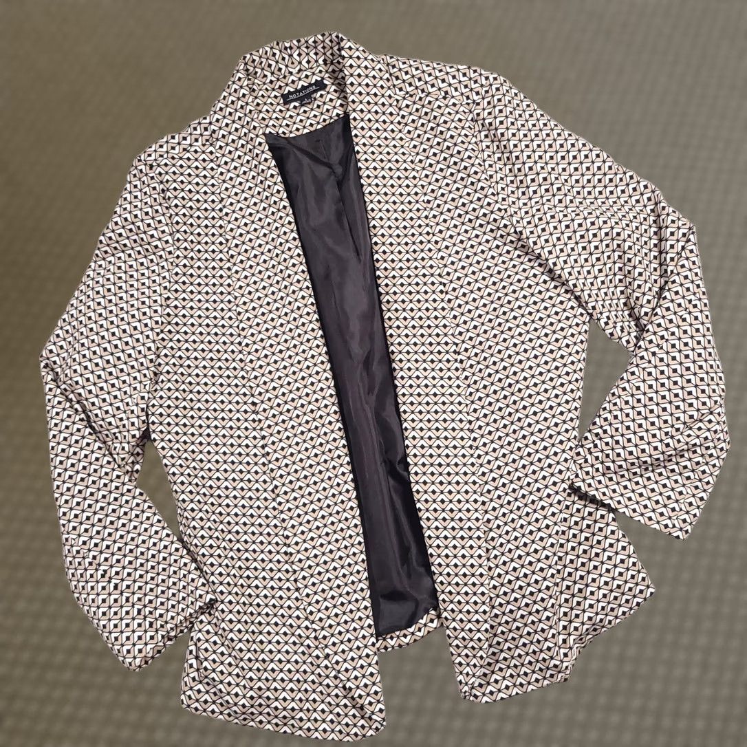 Vintage Notations Jacket Blazer Women's Large Geometric Print Open Front Lined Blazer Size L / US 10 / IT 46 - 1 Thumbnail