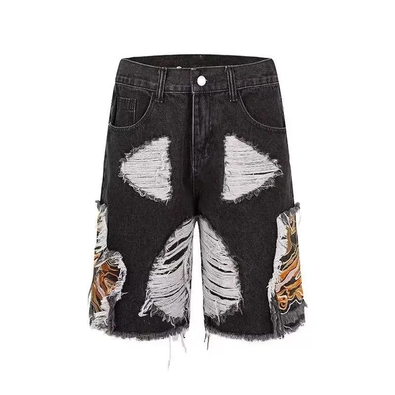 Japanese Brand × Jean Hip hop embroidered high street denim shorts Size US 32 / EU 48 - 3 Thumbnail