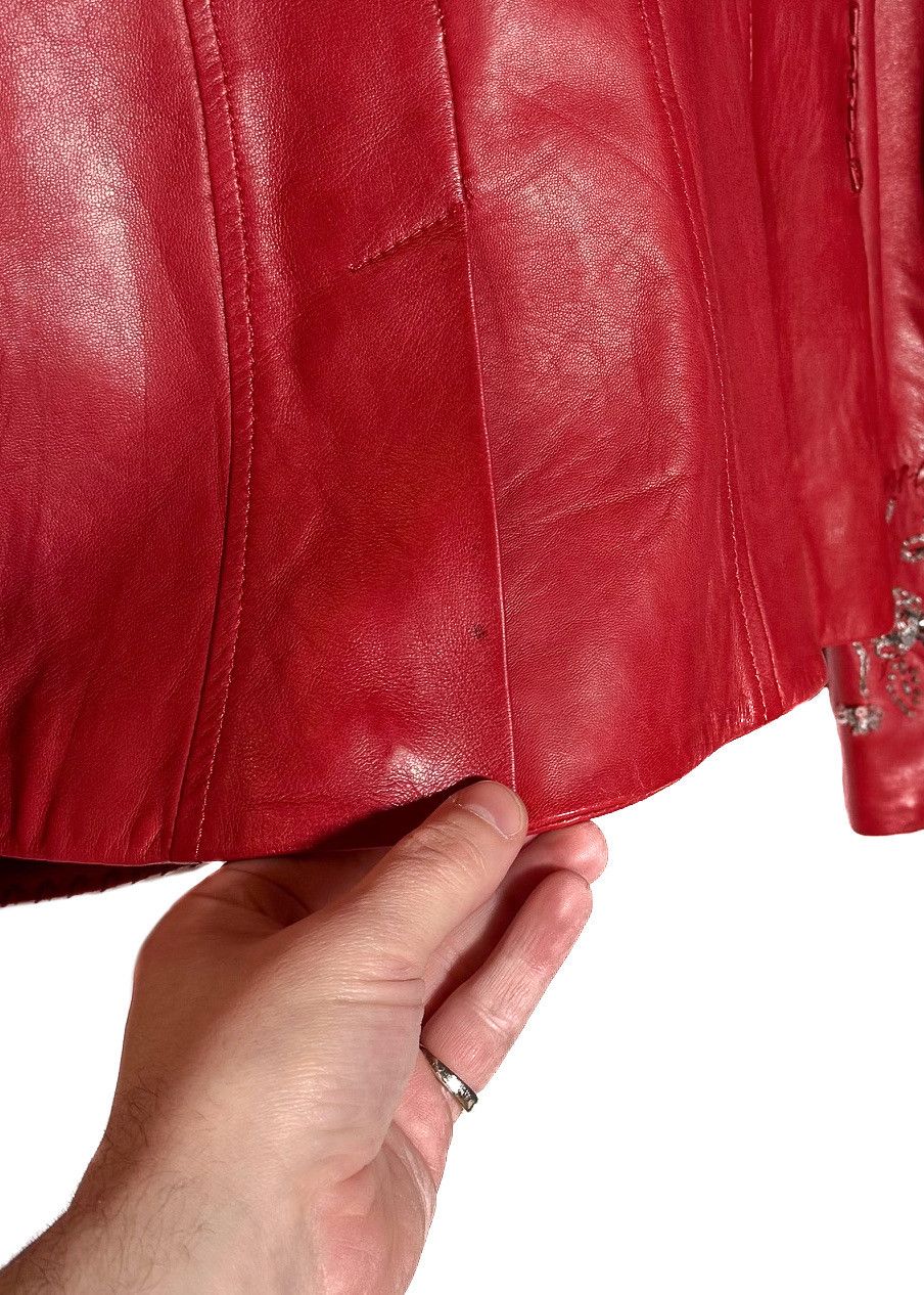 John Galliano Galliano Red Distressed Leather Embellished Blazer Size M / US 6-8 / IT 42-44 - 8 Thumbnail