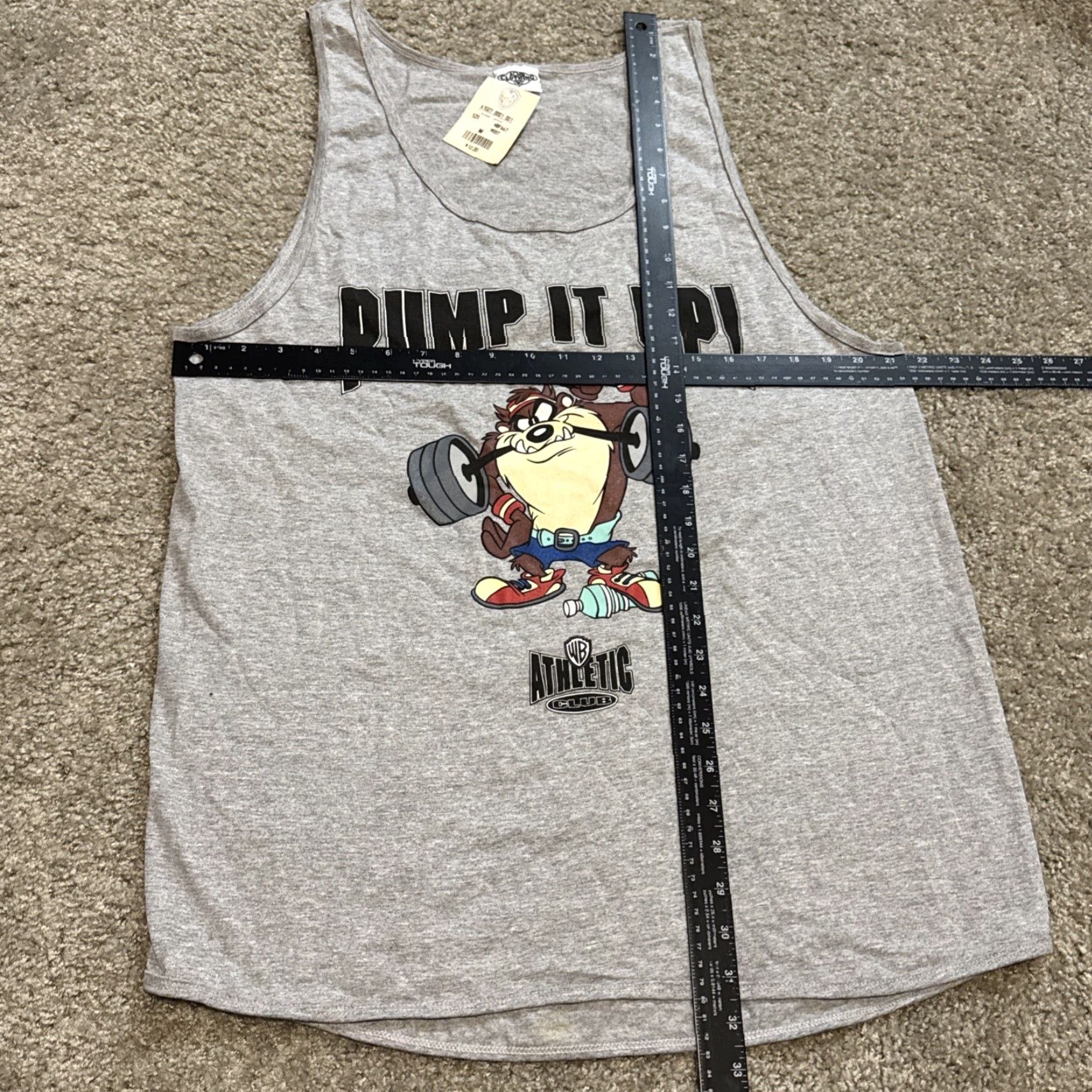 Vintage VINTAGE 90s Taz Looney Tunes Pump It Up Grey Tank Top Shirt NWT NOS Medium Size US M / EU 48-50 / 2 - 6 Thumbnail