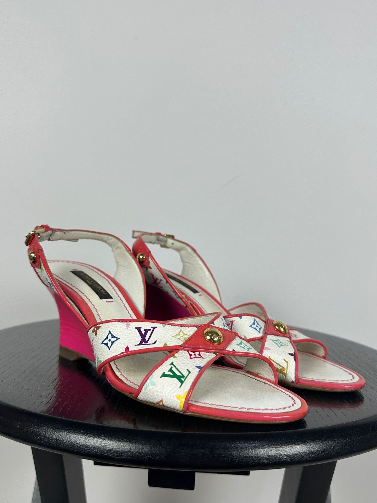 Louis Vuitton × Takashi Murakami 2009 Vintage Louis Vuitton x Takashi Murakami Wedge Sandal Size US 4.5 / IT 34.5 - 6 Thumbnail