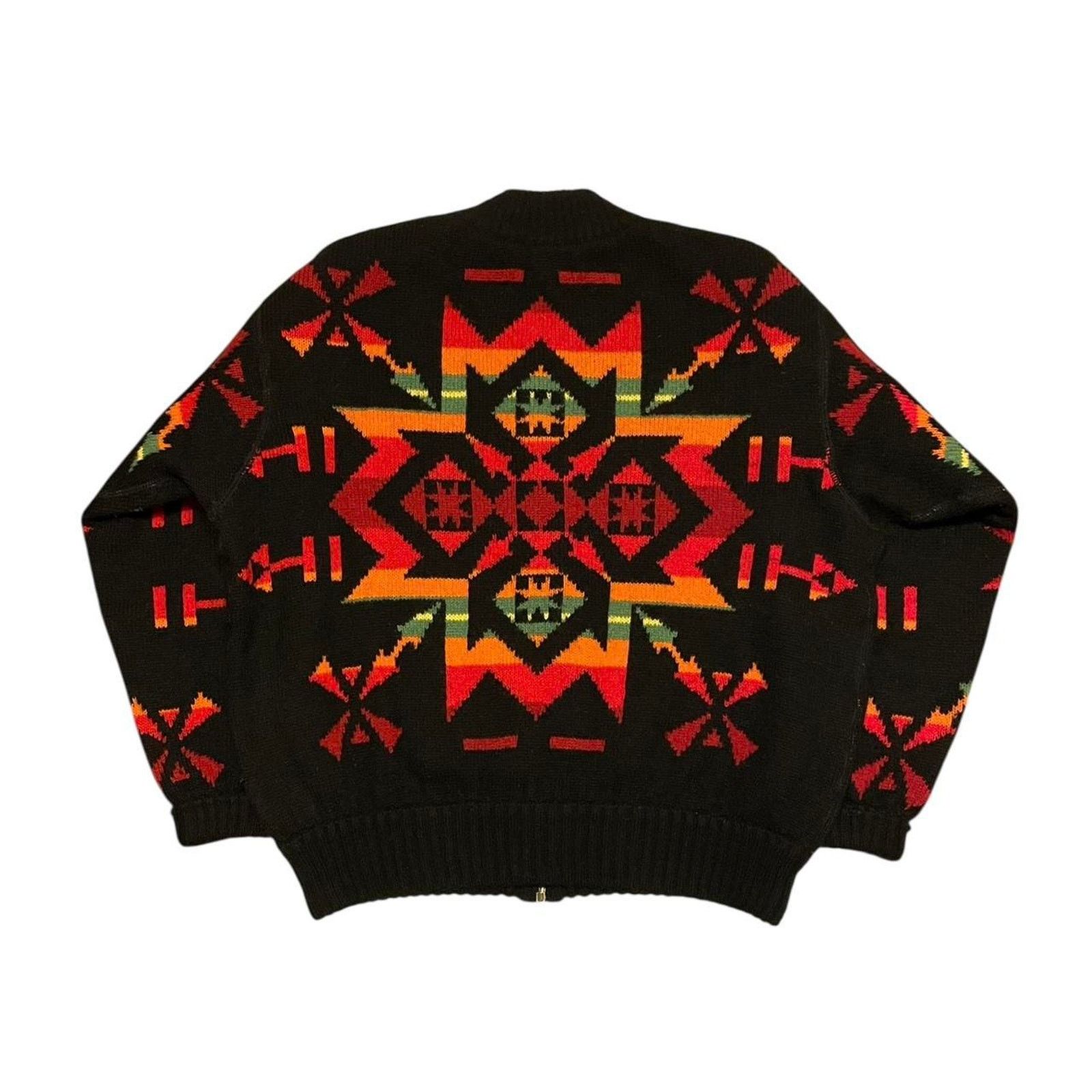 United Colors Of Benetton VTG 90s Benetton Aztec print reversible zip up wool sweater Size US M / EU 48-50 / 2 - 3 Thumbnail