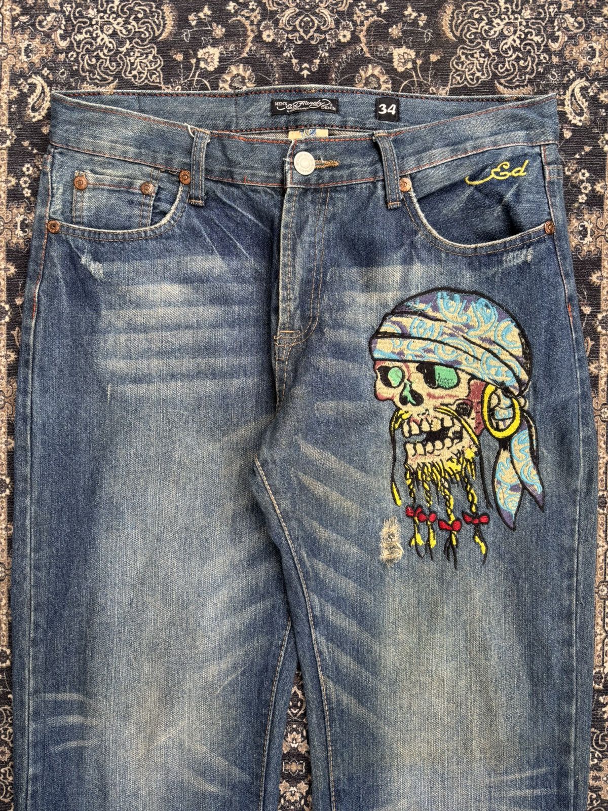 Ed Hardy Ed Hardy By Christian Audigier Embroidery Denim Pants Size US 34 / EU 50 - 2 Thumbnail