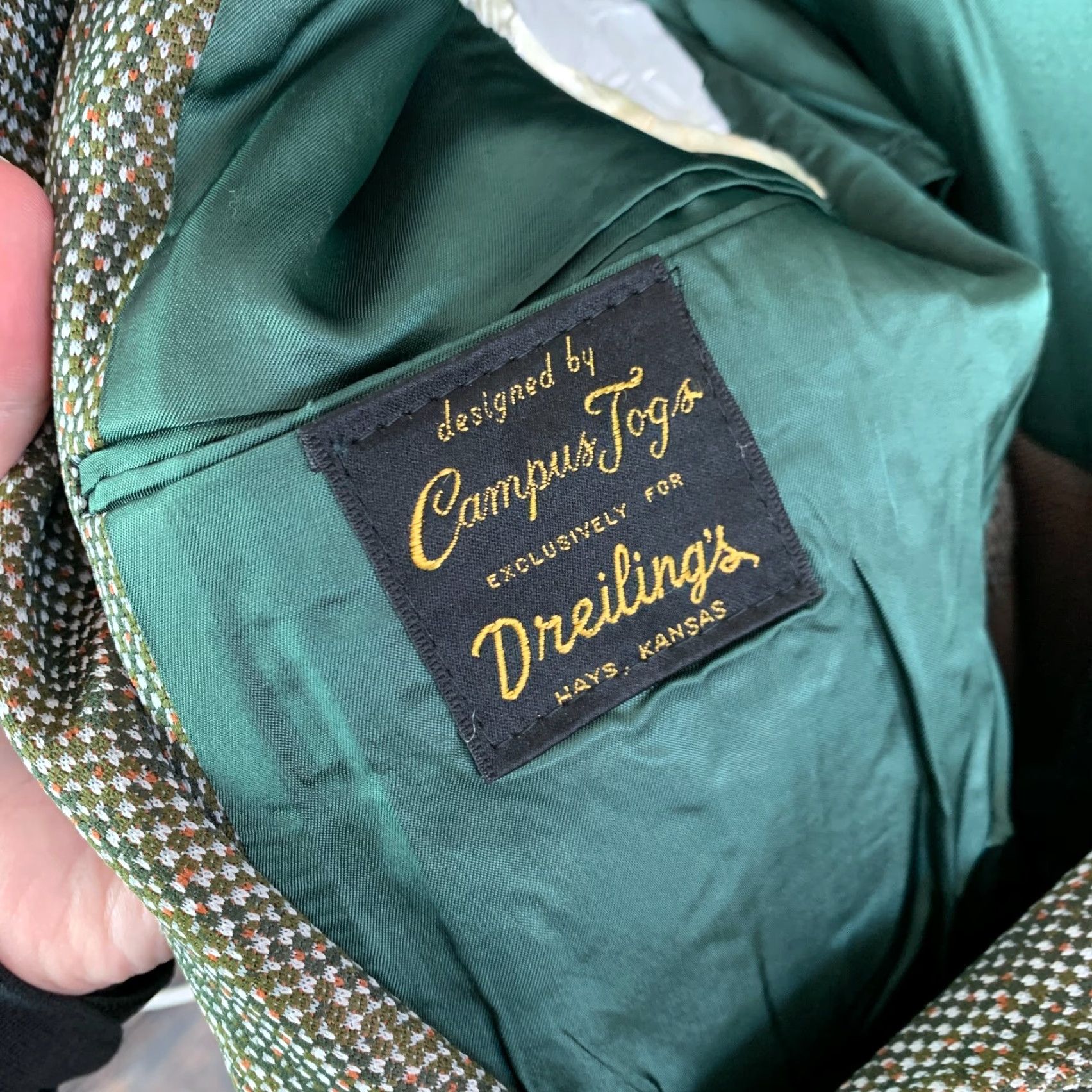 Vintage VINTAGE Campus Togs Custom Green Retro Pinstripe Blazer Suit Coat Pants 41x30.5 Mens Size 42R - 4 Thumbnail