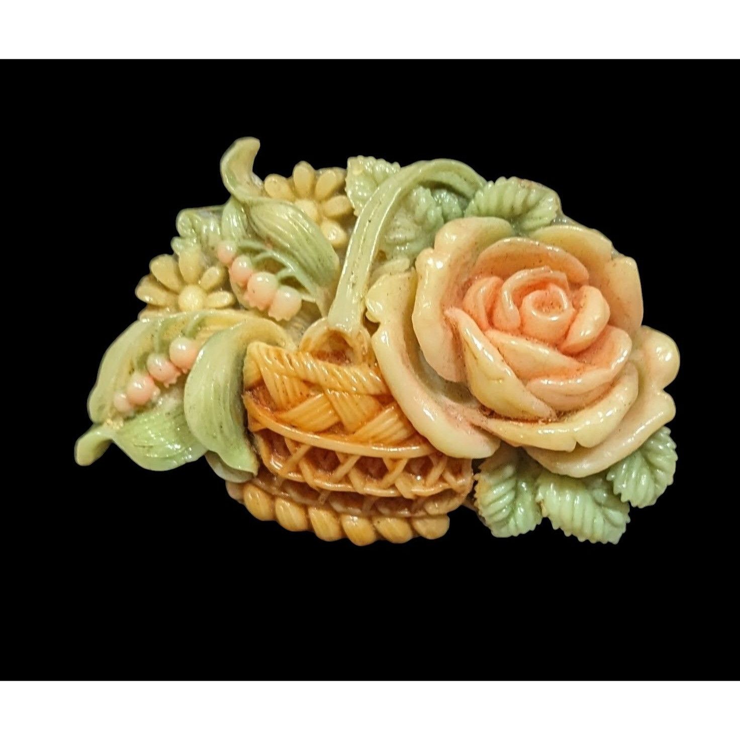 Other Vintage Cottagecore Japanese Carved Celluloid Brooch Size ONE SIZE - 1 Thumbnail