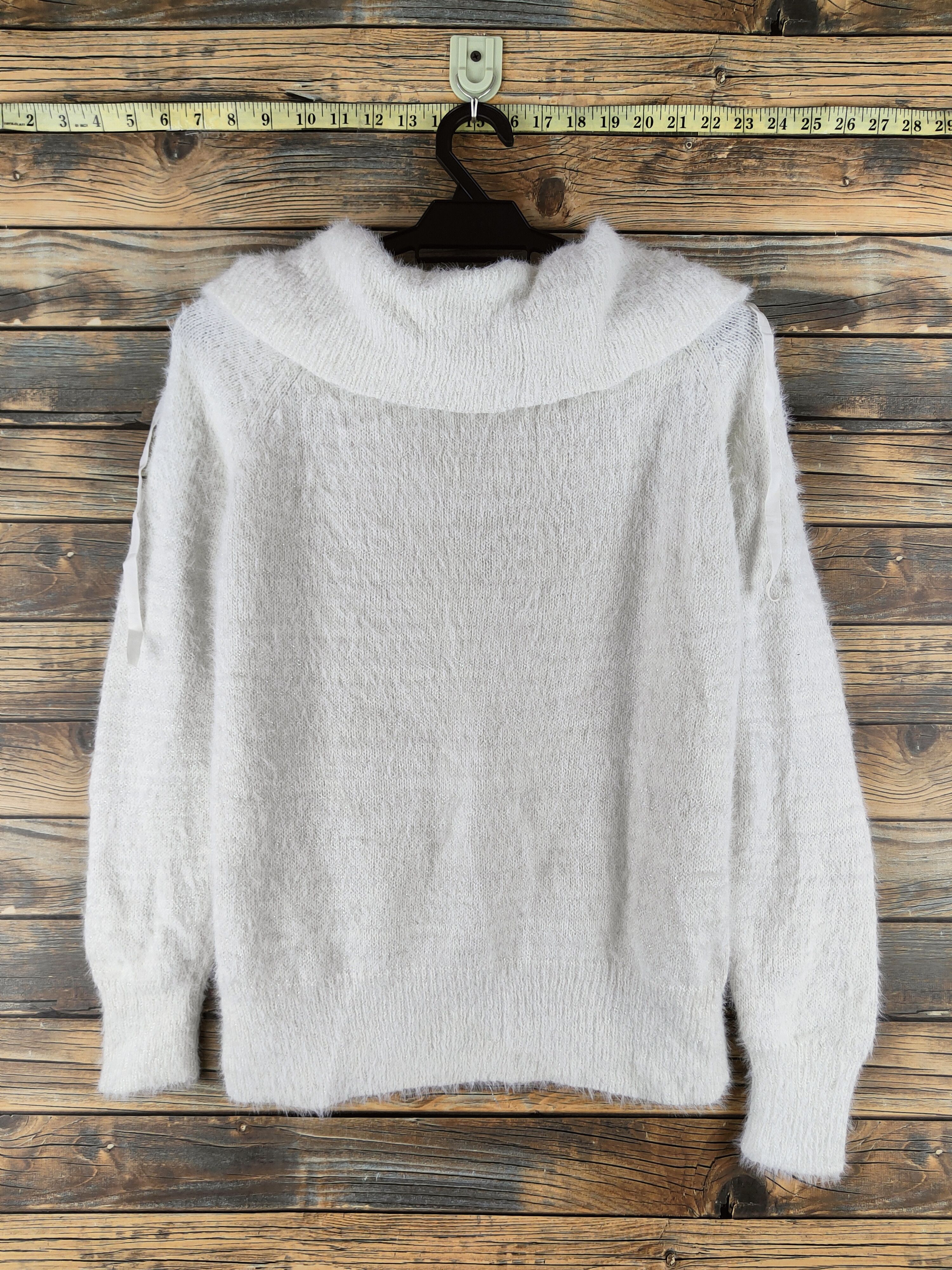 Japanese Brand DL May Pretty White Fur Mohair Knitwear #46-488 Size M / US 6-8 / IT 42-44 - 7 Thumbnail