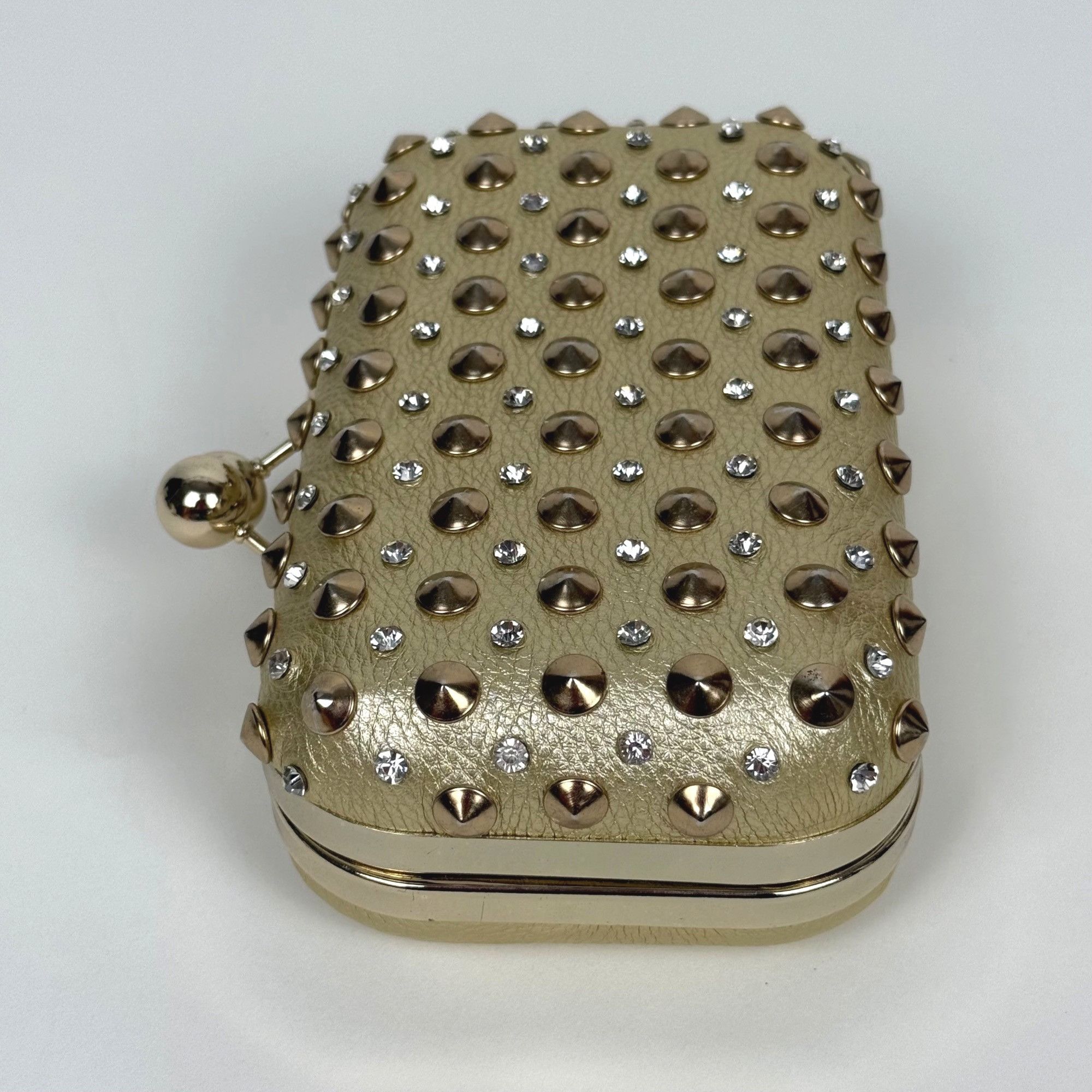 Other Gold Studded Rhinestone Clutch Evening Bag Edgy Sparkly Form Size ONE SIZE - 3 Thumbnail