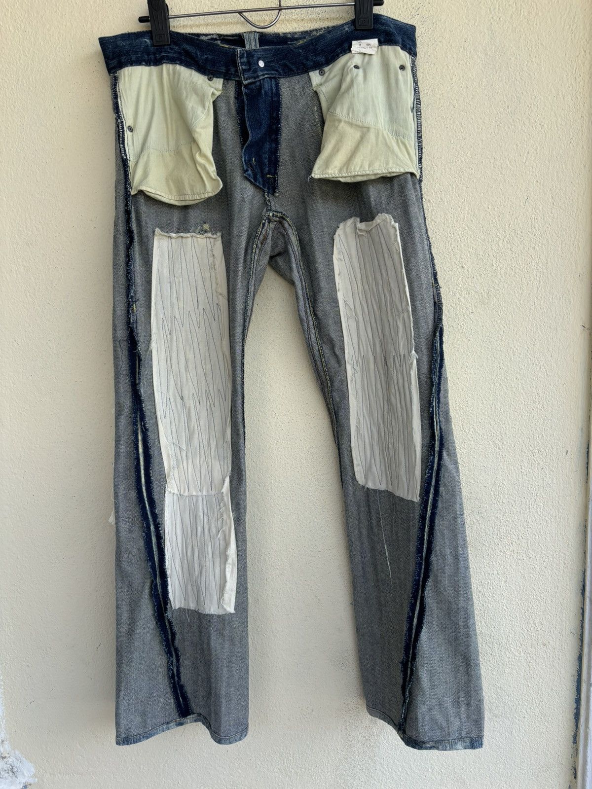 Japanese Brand Mud Wash Ripped Trashed Semi Bootcut Jean Size US 35 - 4 Thumbnail