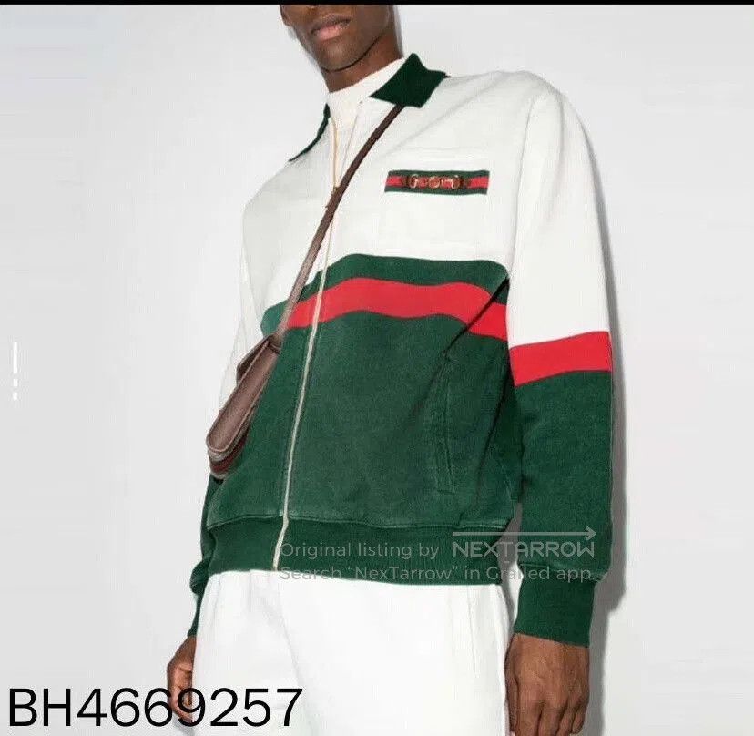 Gucci gucci striped zip-up jacket in green and white. Size US L / EU 52-54 / 3 - 5 Thumbnail