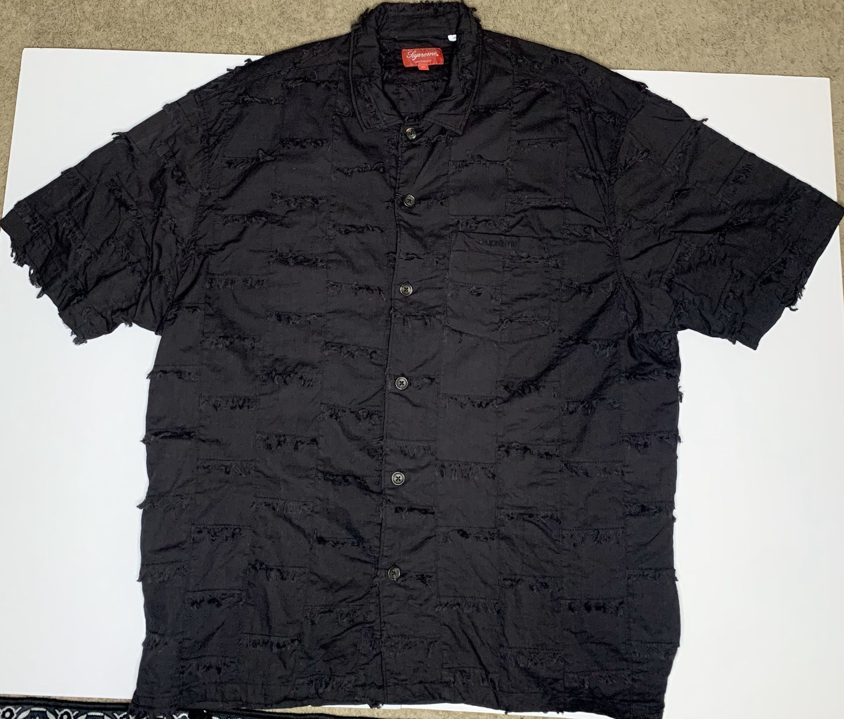 image of Supreme S/s23 Patchwork Shirt Black Xl, Men's