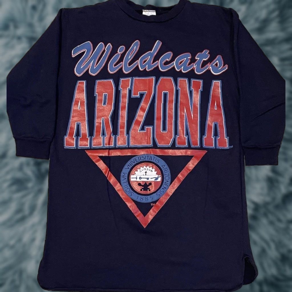 VintAge 80s University Of Arizona Wildcats Long Sweatshirt Hoodie One Size Blue Pullover Sports University Mens Womens Boys Girls