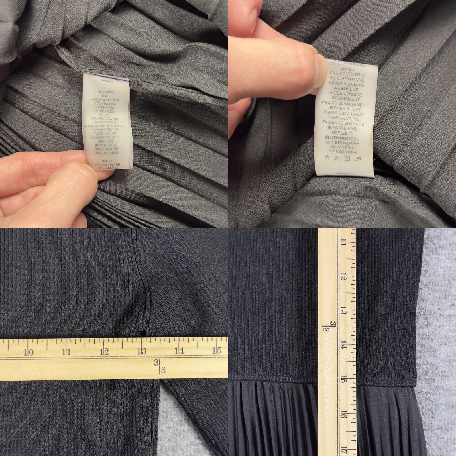 Elie Tahari Elie Tahari Dress Womens Medium Black Mock Neck Pleated Skirt Fit Flare Midi Size 32" / US 10 / IT 46 - 8 Thumbnail