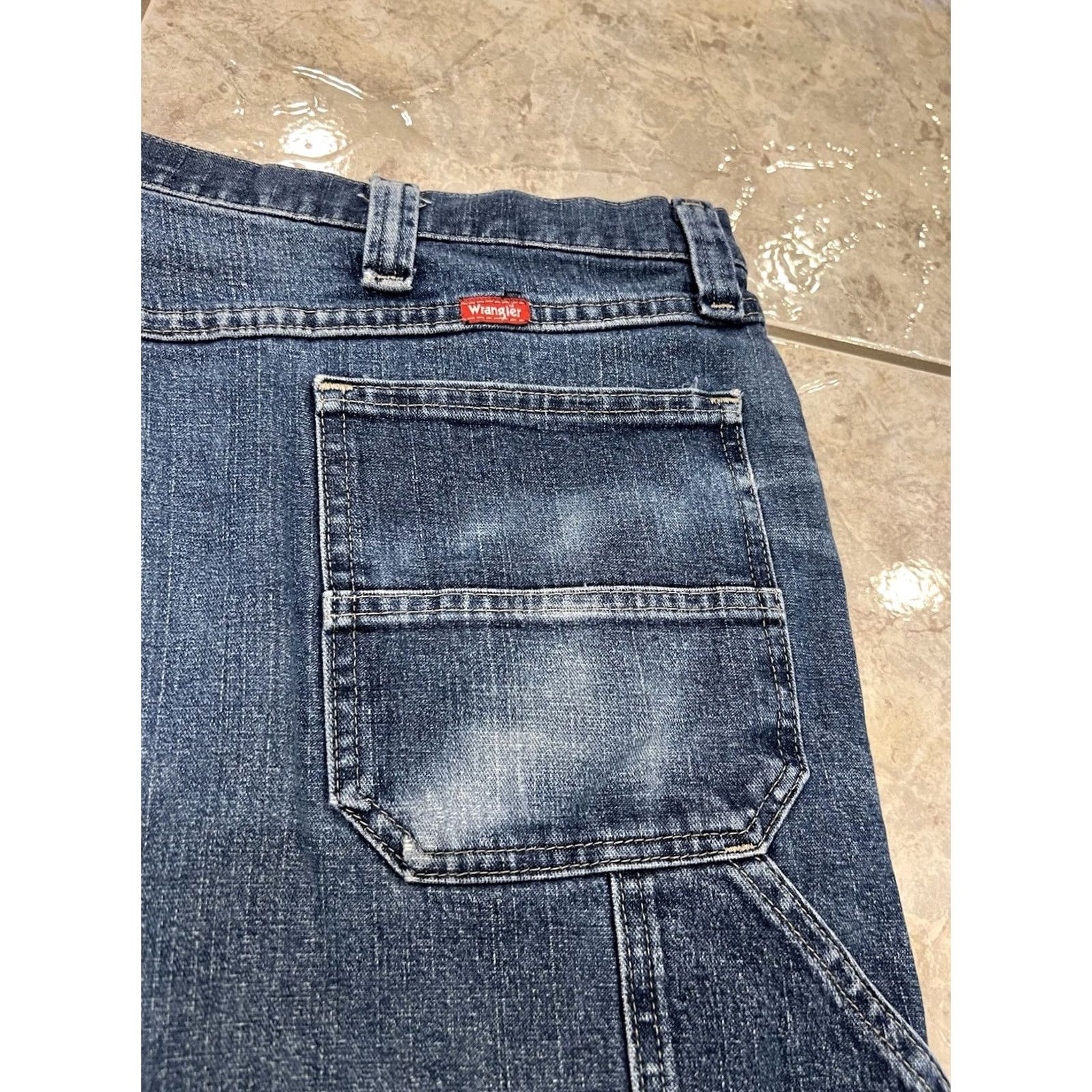 Wrangler Mens 42 Wrangler Denim Carpenter 11" Stretch Shorts Distressed Blue Dad Size US 42 / EU 58 - 5 Thumbnail