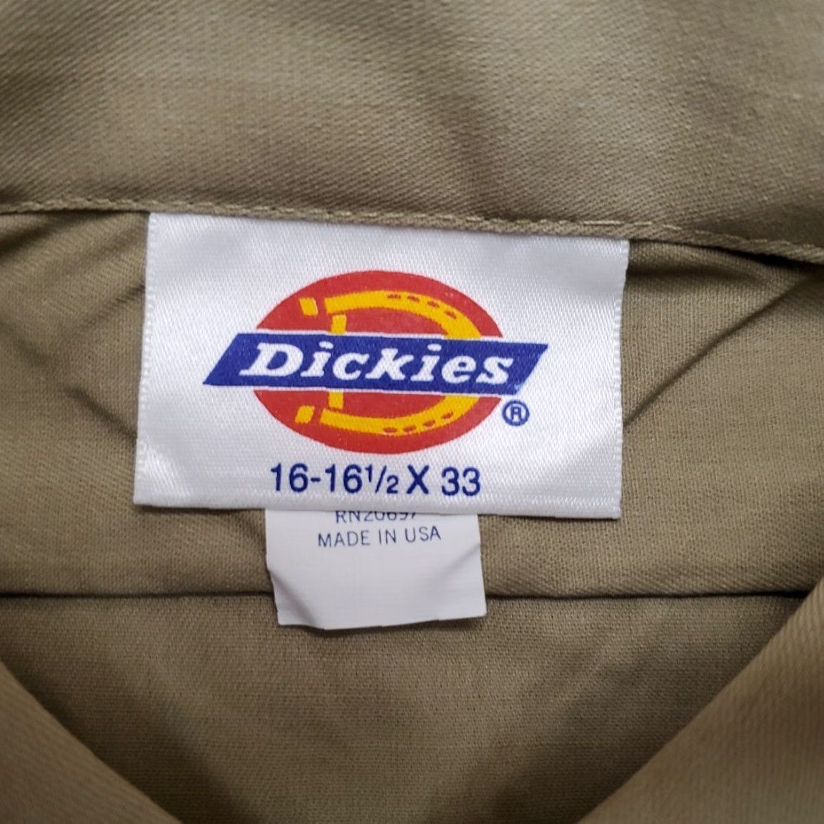 Dickies VINTAGE Dickies Shirt Mens L Beige Khaki Woven Long Sleeve Button-Up 16.5 Made in USA Workwear Casual/Outdoor Men's Shirts Size US L / EU 52-54 / 3 - 4 Thumbnail