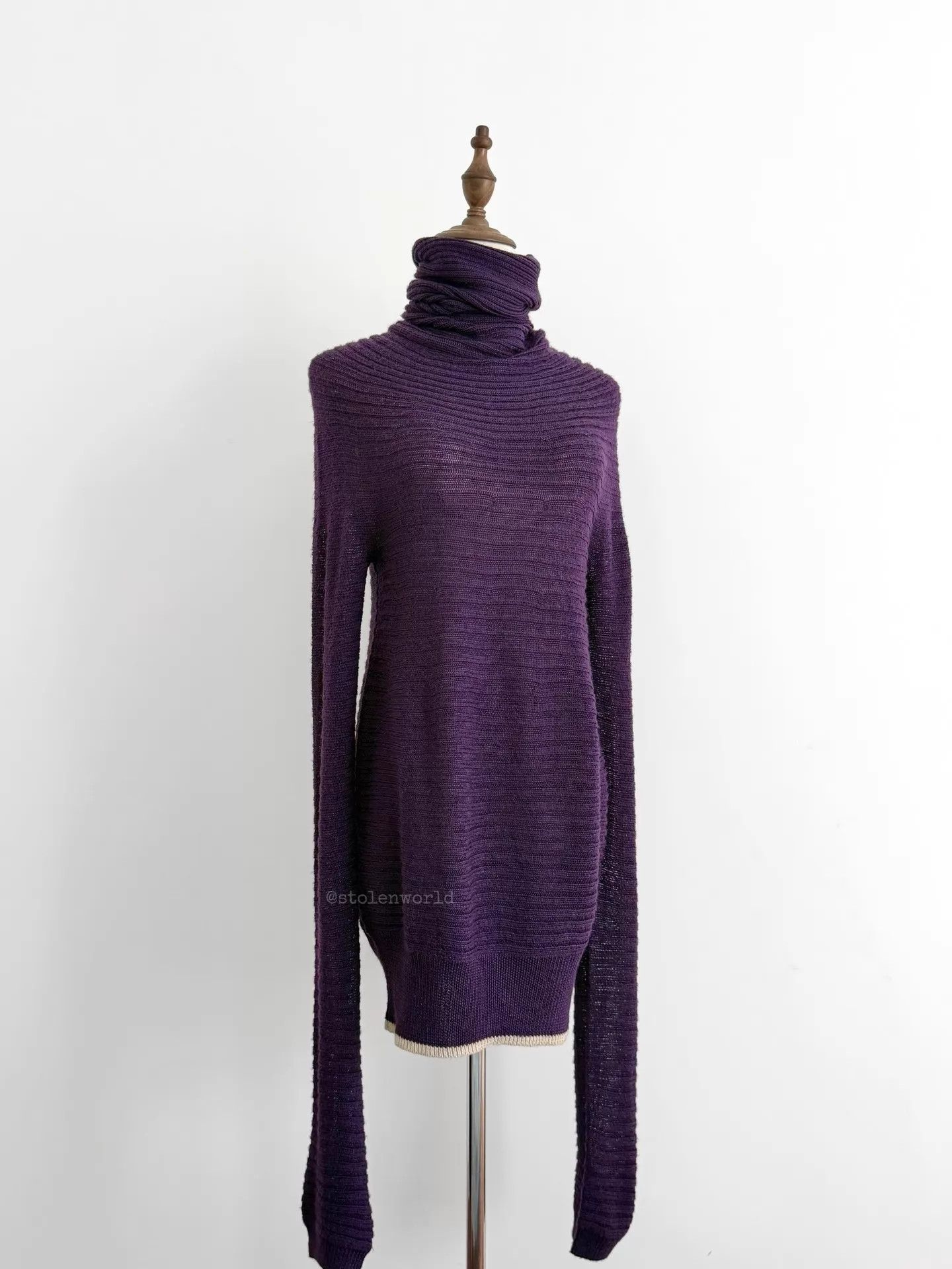 Y's Y's Grape Purple Stacked Neck/Cuff Knit Sweater Size 2 Size XS / US 0-2 / IT 36-38 - 3 Thumbnail