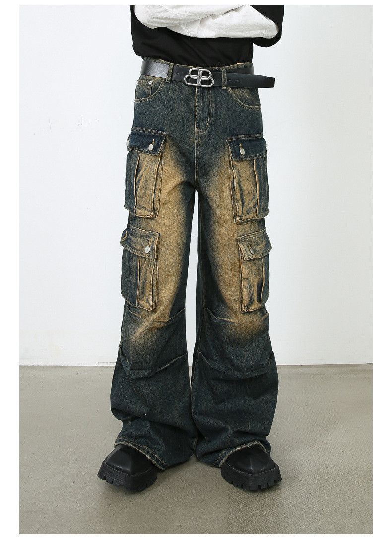 Vintage Retro loose straight multi-pocket workwear men's jeans Size US 32 / EU 48 - 2 Thumbnail