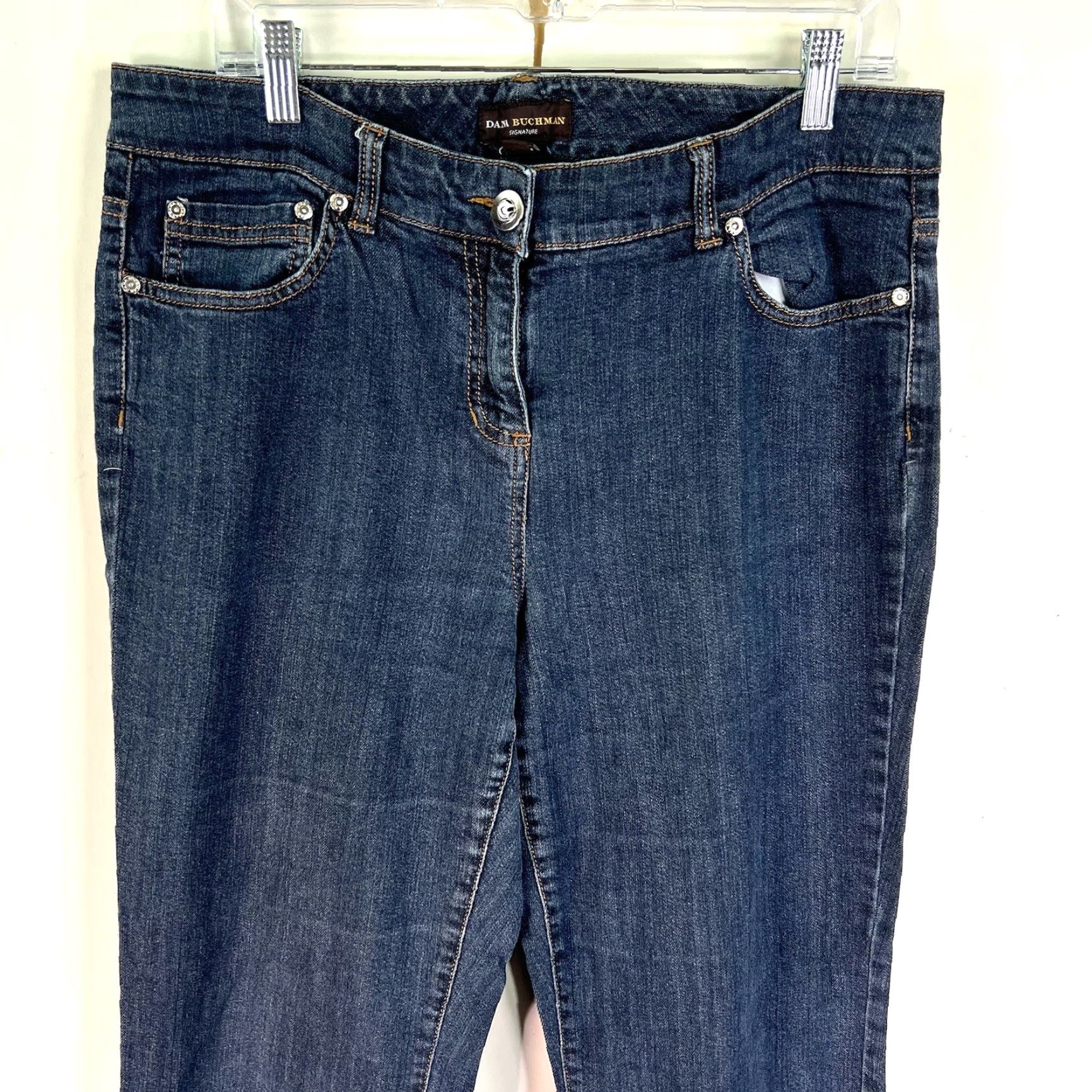 Vintage Dana Buchman Signature Denim Jeans Women 14 Blue 36X30 Straight Leg Pocket Comfort Stretch Denim Jeans Womens Size 36" / US 14 / IT 50 - 2 Thumbnail