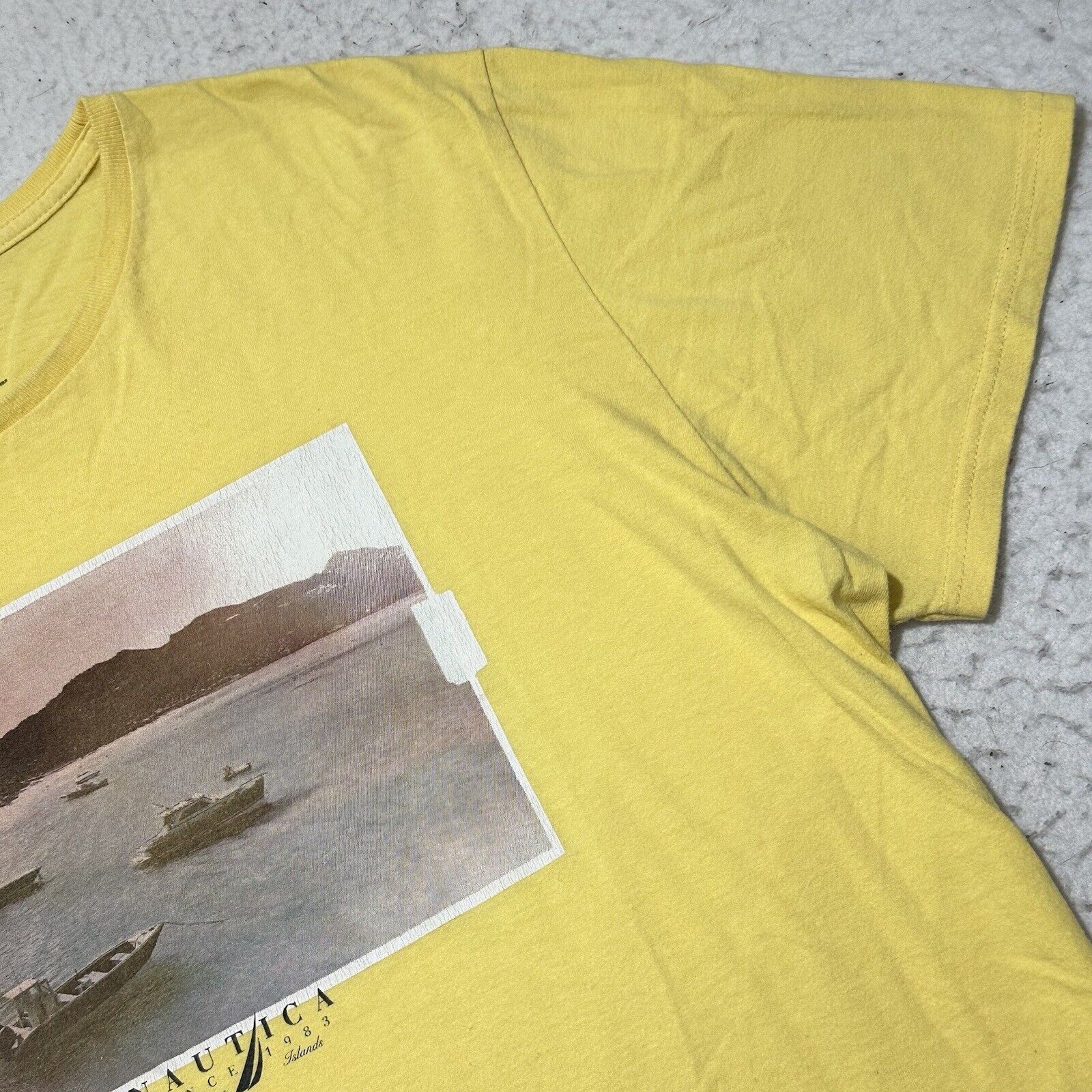 Nautica Nautica XL Graphic T Shirt Yellow Crewneck Tee Sailboats Size US XL / EU 56 / 4 - 4 Thumbnail