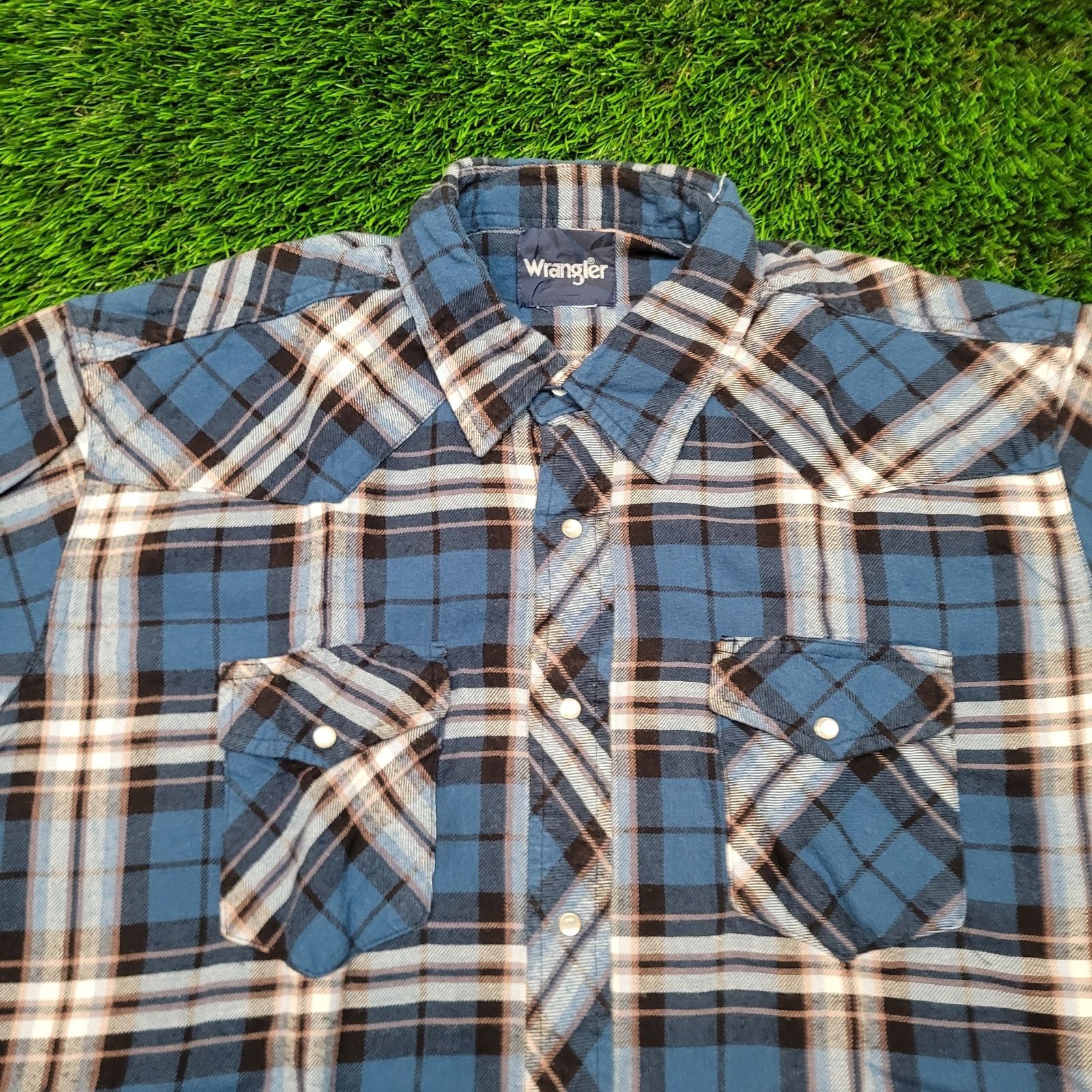 Wrangler VTG Wrangler Western Pearl Snap Flannel Oversized XL Baggy Size US XL / EU 56 / 4 - 2 Thumbnail