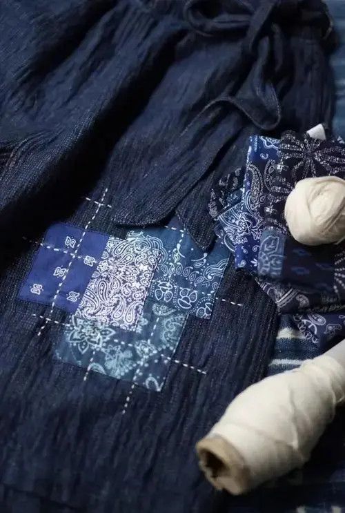 Handmade × Japanese Brand × Jean 20SS Indigo Union Japan Navy Bandana Patchwork Shorts Size US 30 / EU 46 - 3 Thumbnail