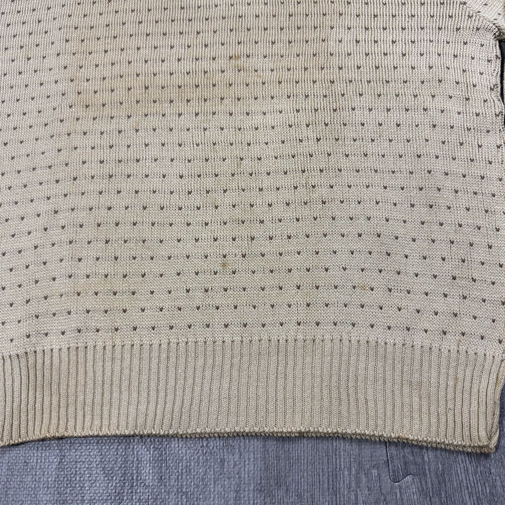 Vintage VINTAGE 90s LAND'S END MENS BIRDSEYE KNIT PULLOVER SWEATER BEIGE M Size US M / EU 48-50 / 2 - 3 Thumbnail