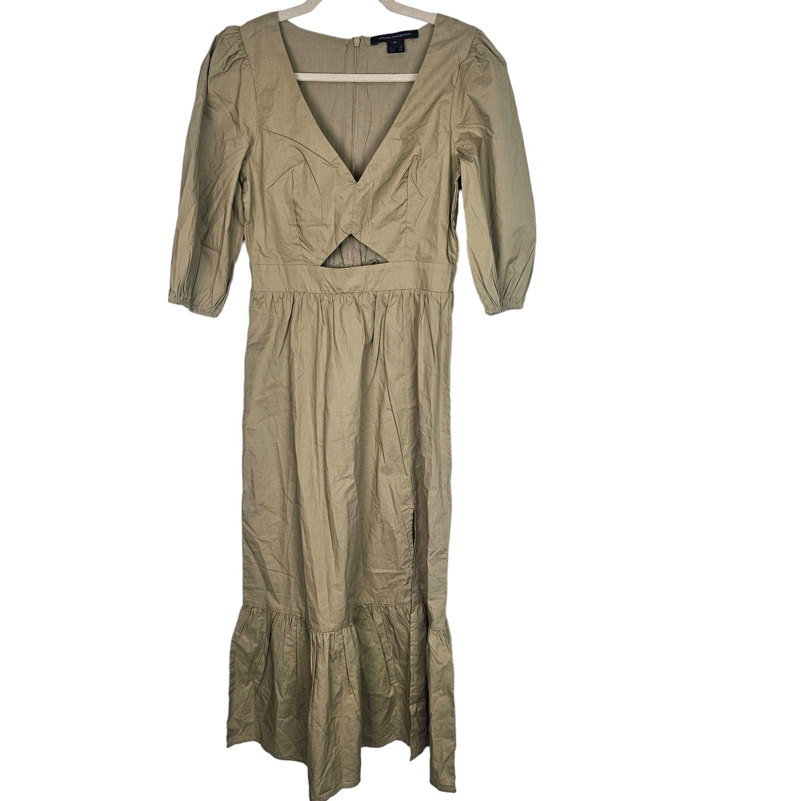 French Connection French Connection Poplin Cutout Midi Dress Sz XS Cottagecore Size XS / US 0-2 / IT 36-38 - 2 Thumbnail