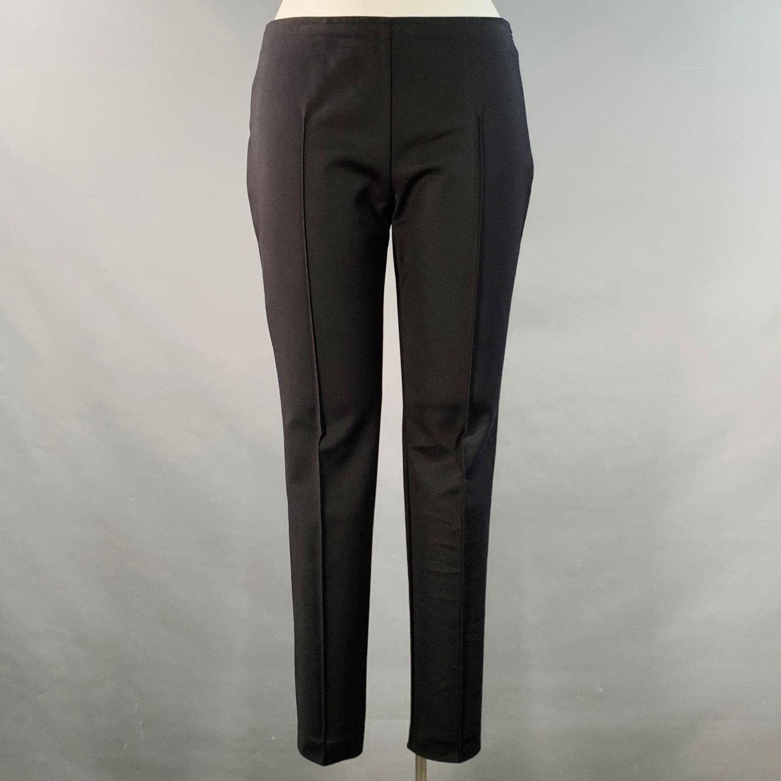 Akris AKRIS Size 12 Black Cotton Blend Side Zipper Dress Pants Size 34" / US 12 / IT 48 - 1 Thumbnail