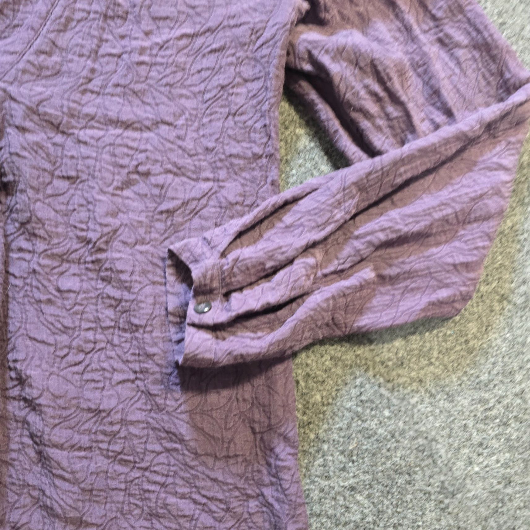 J. Jill J. Jill Top Womens XS Purple Silk Embossed Texture V Neck Long Sleeve Casual Blouse Size XS / US 0-2 / IT 36-38 - 4 Thumbnail