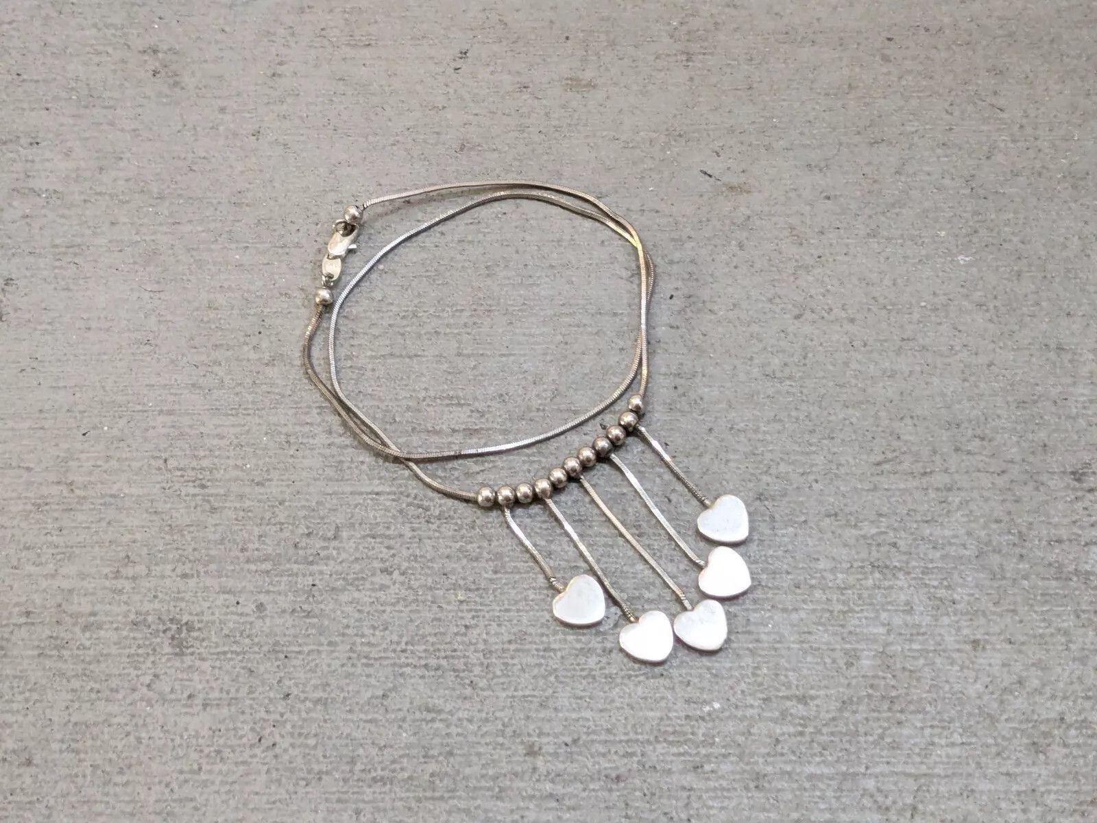 Vintage Sterling Silver Necklace Hearts Chain Link 16 Y2K