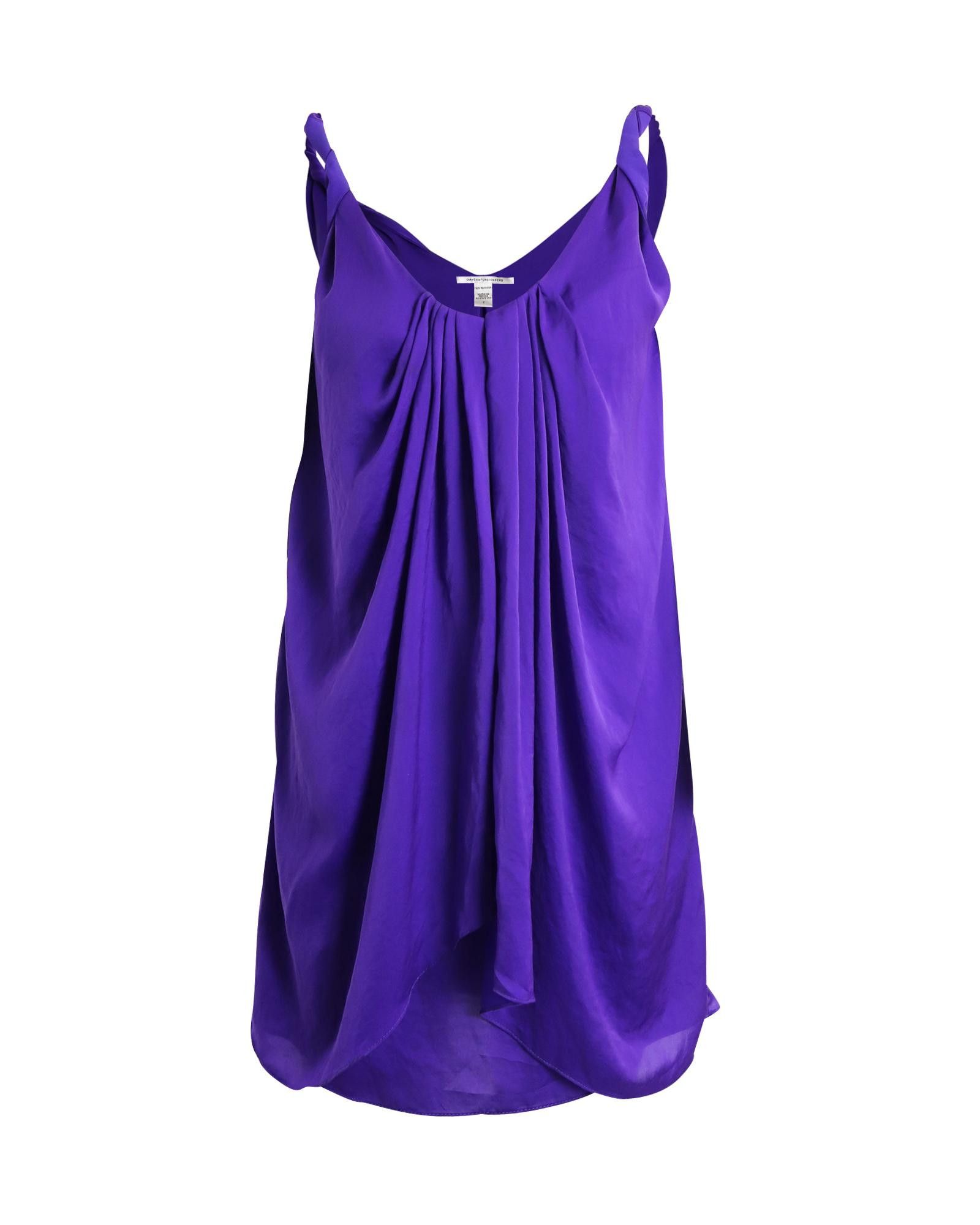 image of Diane Von Furstenberg Gathered Sleeveless Dress In Purple Polyester, Women's (Size XS)