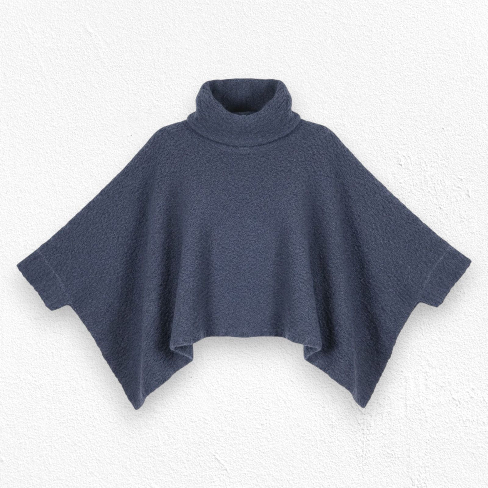 Other Navy Boucle Chenille Turtleneck Poncho Sweater Size Medium Size M / US 6-8 / IT 42-44 - 1 Thumbnail