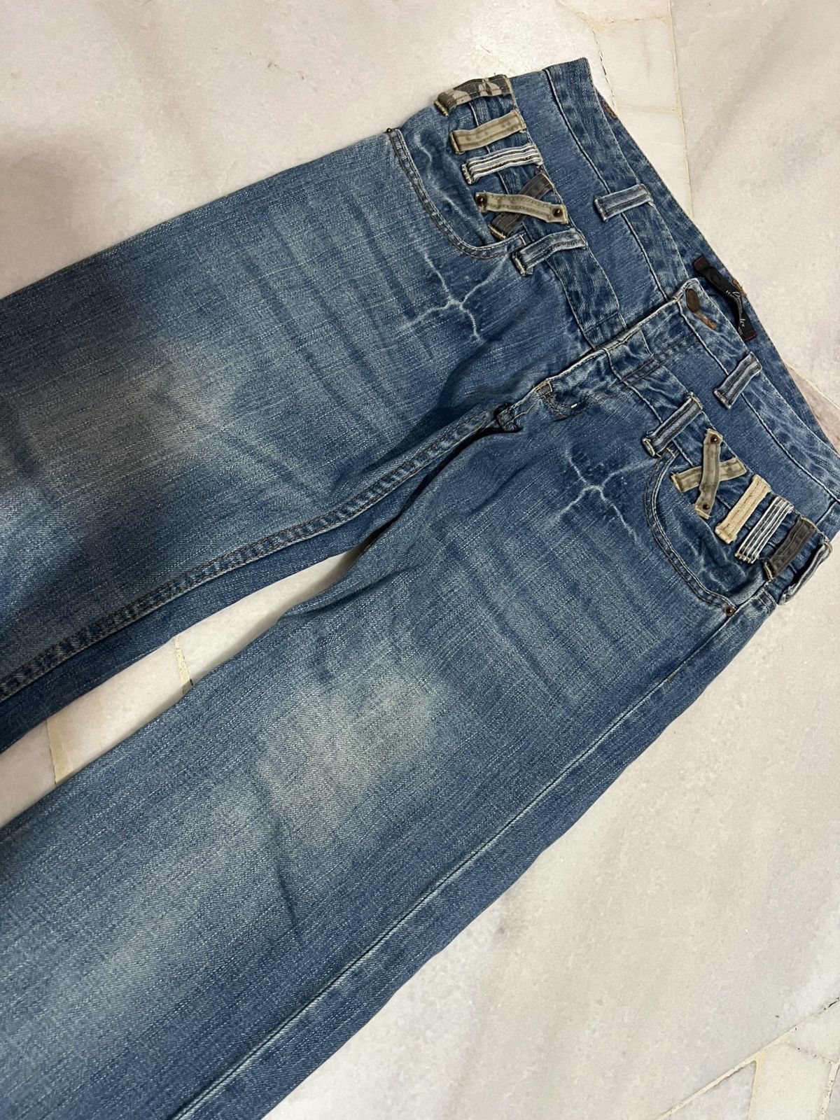 Japanese Brand DOUBLE WAIST DOMINATE HANDCRAFTED JEANS Size US 32 / EU 48 - 6 Thumbnail