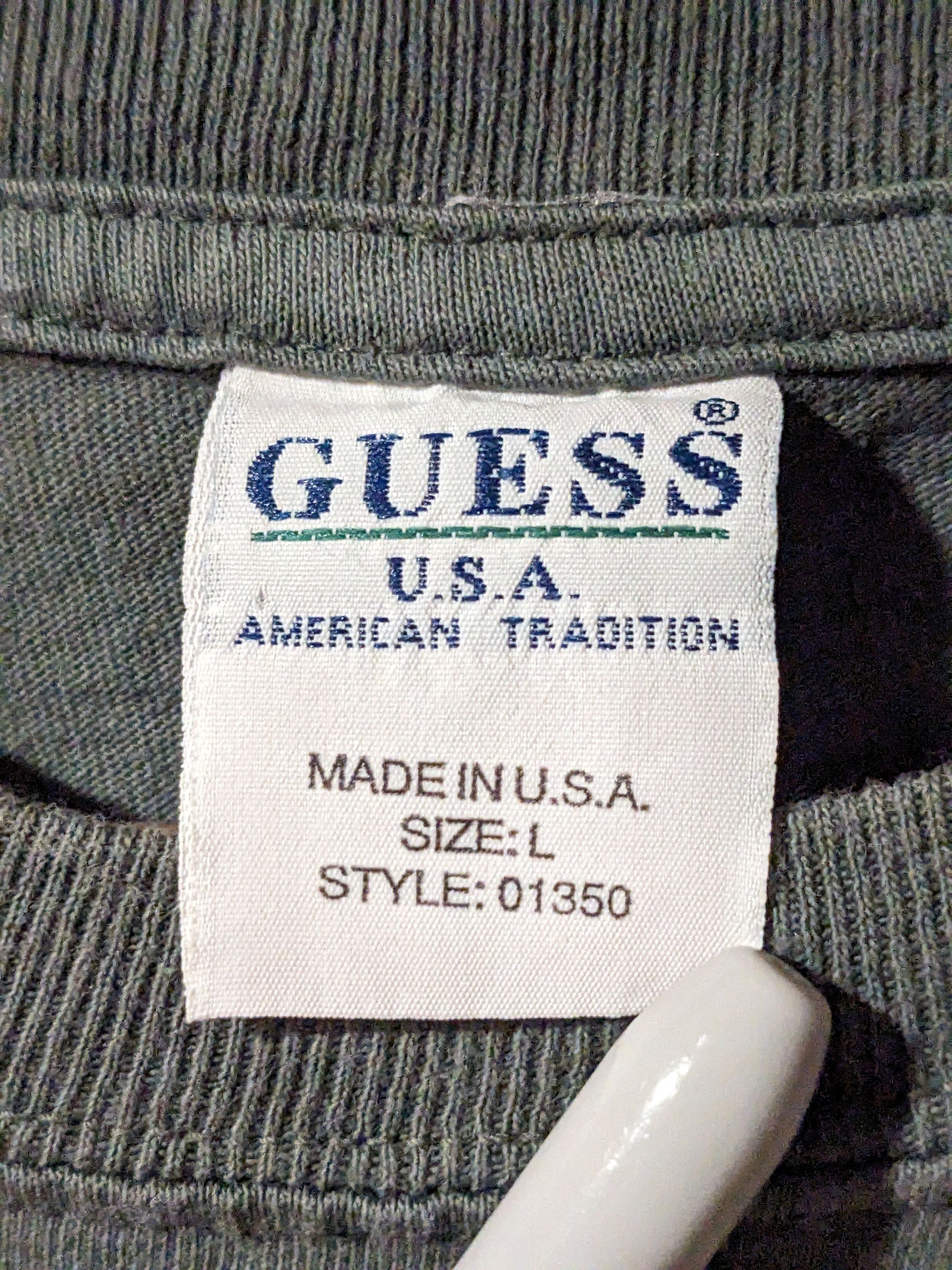 Guess Vintage 90s Guess Jeans Spell Out Logo Green Large T-Shirt Size US L / EU 52-54 / 3 - 3 Thumbnail