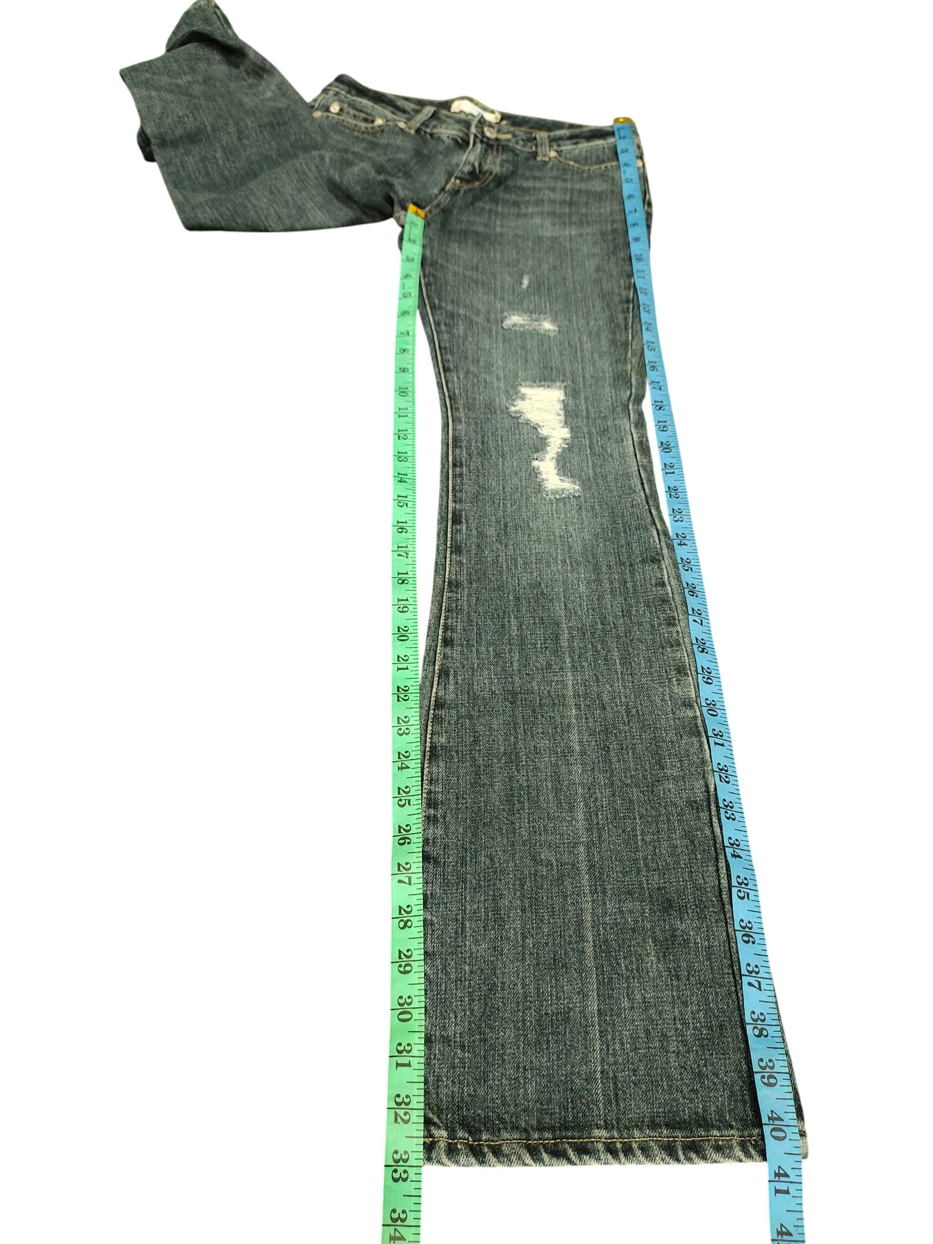 If Six Was Nine Flare Jeans Dejavu Distress Denim Bootcut Low Rise Size US 28 / EU 44 - 17 Thumbnail