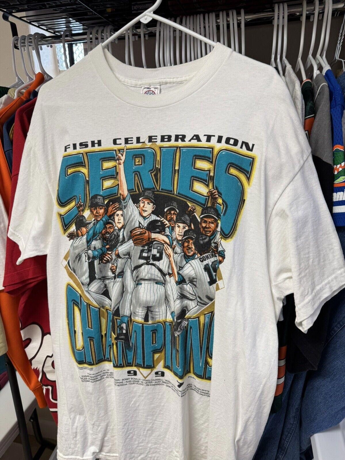 MLB × Vintage MLB Florida Marlins 1997 World Series Championship Tshirt Size US L / EU 52-54 / 3 - 3 Thumbnail