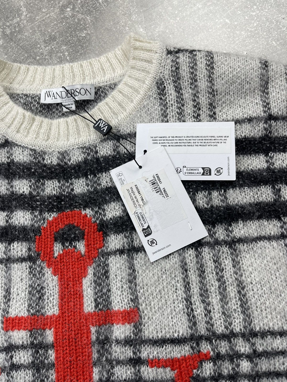 JW Anderson JW Anderson Anchor Logo Plaid Mohair Wool Sweater Size US L / EU 52-54 / 3 - 11 Thumbnail