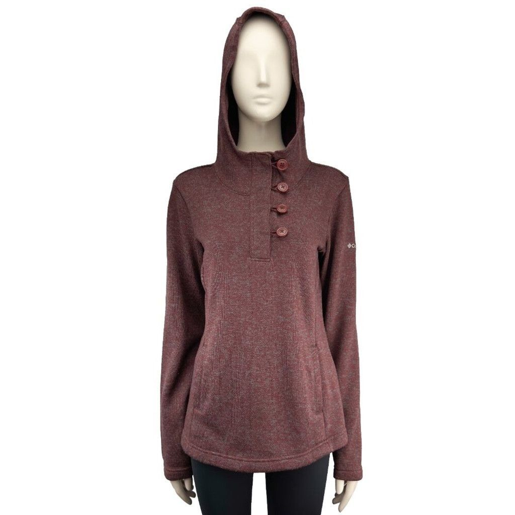 Columbia COLOMBIA Fleece Hoodie Sweater Button Burgundy Gorpcore Sz M Size M / US 6-8 / IT 42-44 - 1 Thumbnail