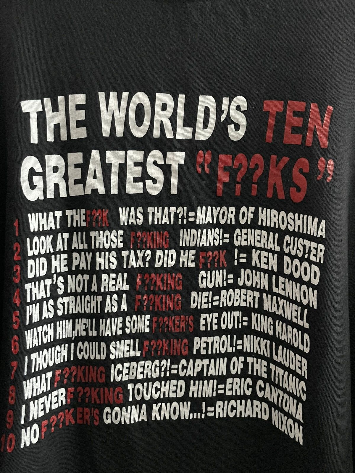 Vintage Vintage 90’s The World’s Ten Greatest “F??KS” T-Shirt Crazy Size US XXL / EU 58 / 5 - 3 Thumbnail