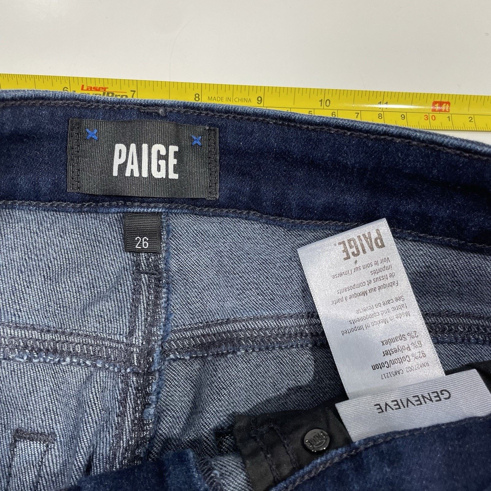 Paige Paige Jeans Women’s 26 Blue Flared GENEVIEVE Dark Wash Denim Size 26" / US 2 / IT 38 - 6 Thumbnail
