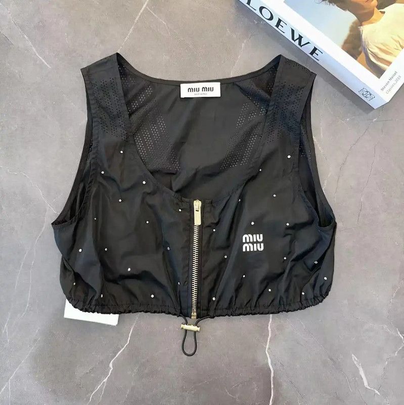 Miu Miu Miu Miu Summer Black Sleeveless T-Shirt 0089 Size M / US 6-8 / IT 42-44 - 1 Thumbnail