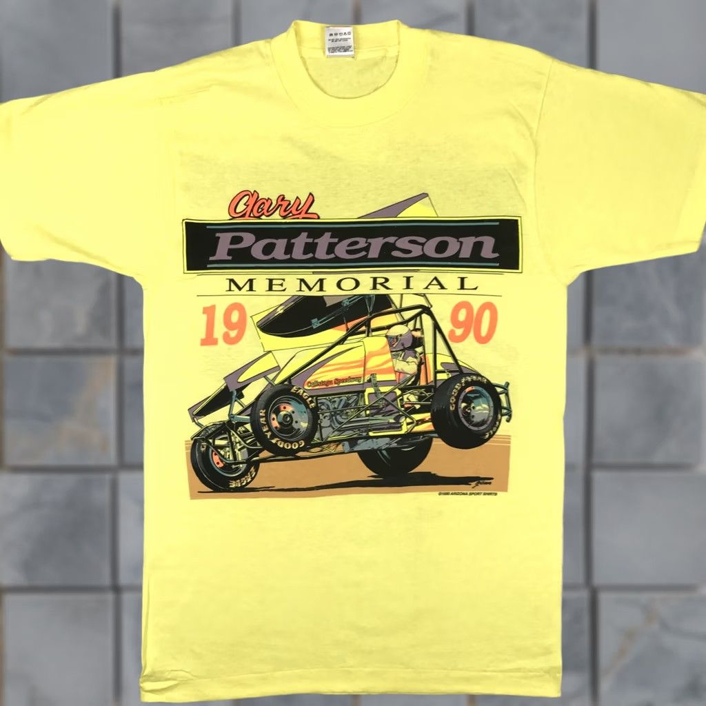 Fruit Of The Loom NOS vintage 90s Gary Patterson Narc Sprint Car Racing T-Shirt S Crew Neck Short Sleeve Yellow Cotton Fruit of the Loom Mens Size US S / EU 44-46 / 1 - 1 Thumbnail