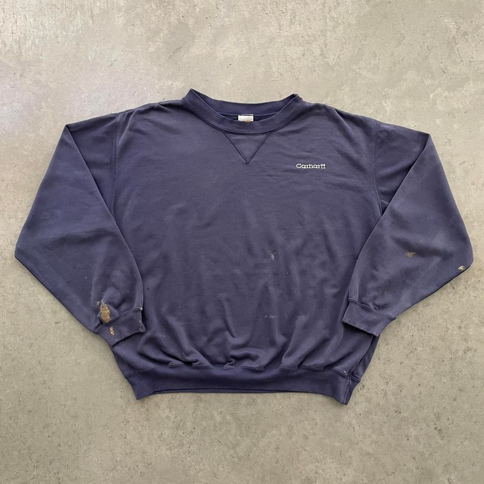 Carhartt Vintage Carhartt Distressed Navy Sweatshirt Size US L / EU 52-54 / 3 - 1 Thumbnail