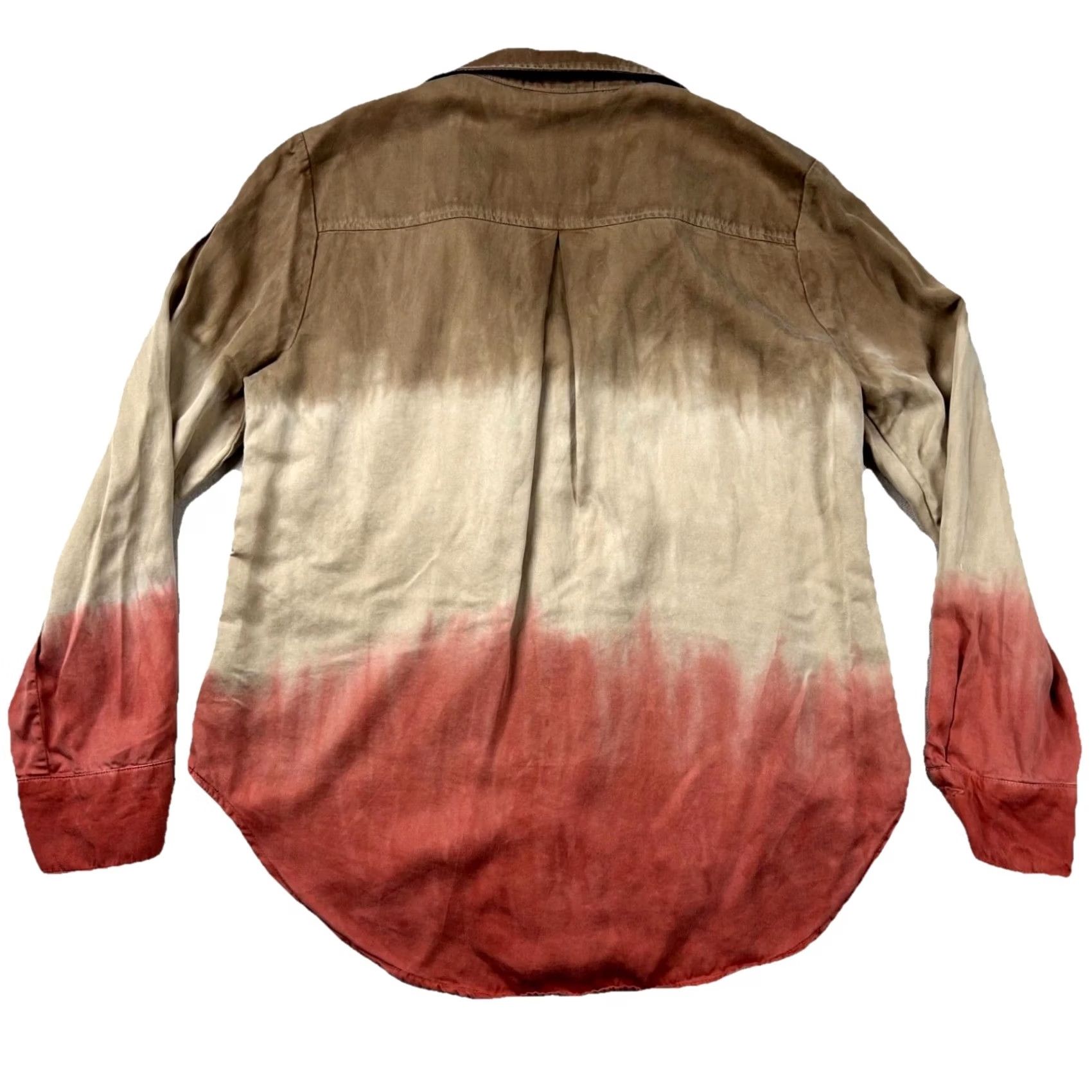 Anthropologie Cloth & Stone Shirt Womens XS Lyocell Gradient Anthropologie Button Up Collar Multicolor Colorblock Long Sleeve Size XS / US 0-2 / IT 36-38 - 2 Thumbnail